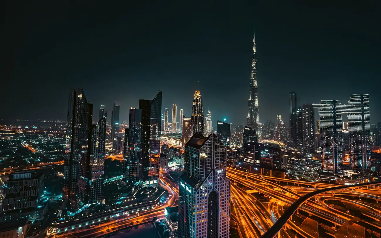 Dubai city skyline at night