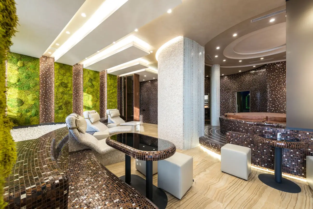 Luxury spa interior with loungers