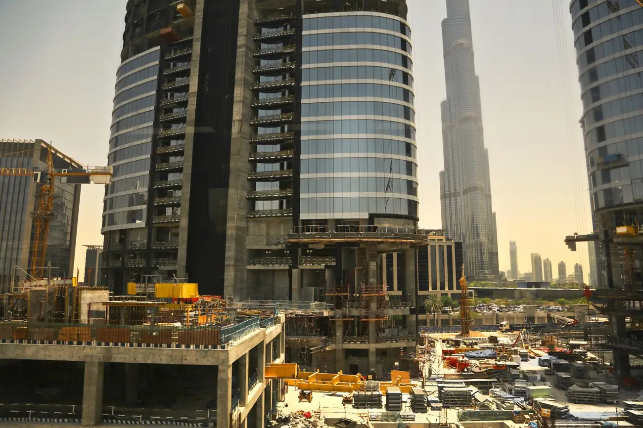High-rise buildings under construction in Dubai
