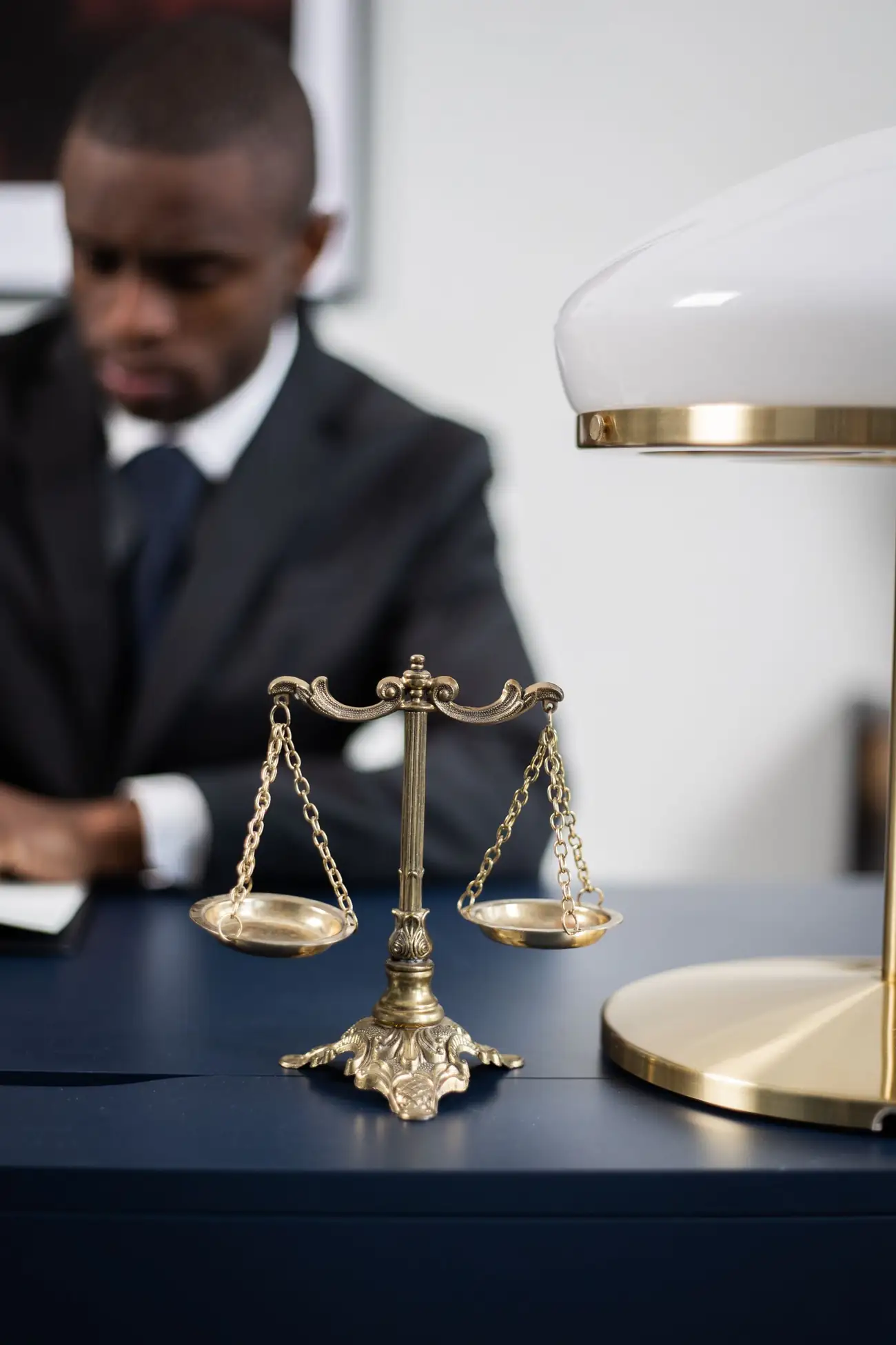 Balance scale on a lawyer's desk
