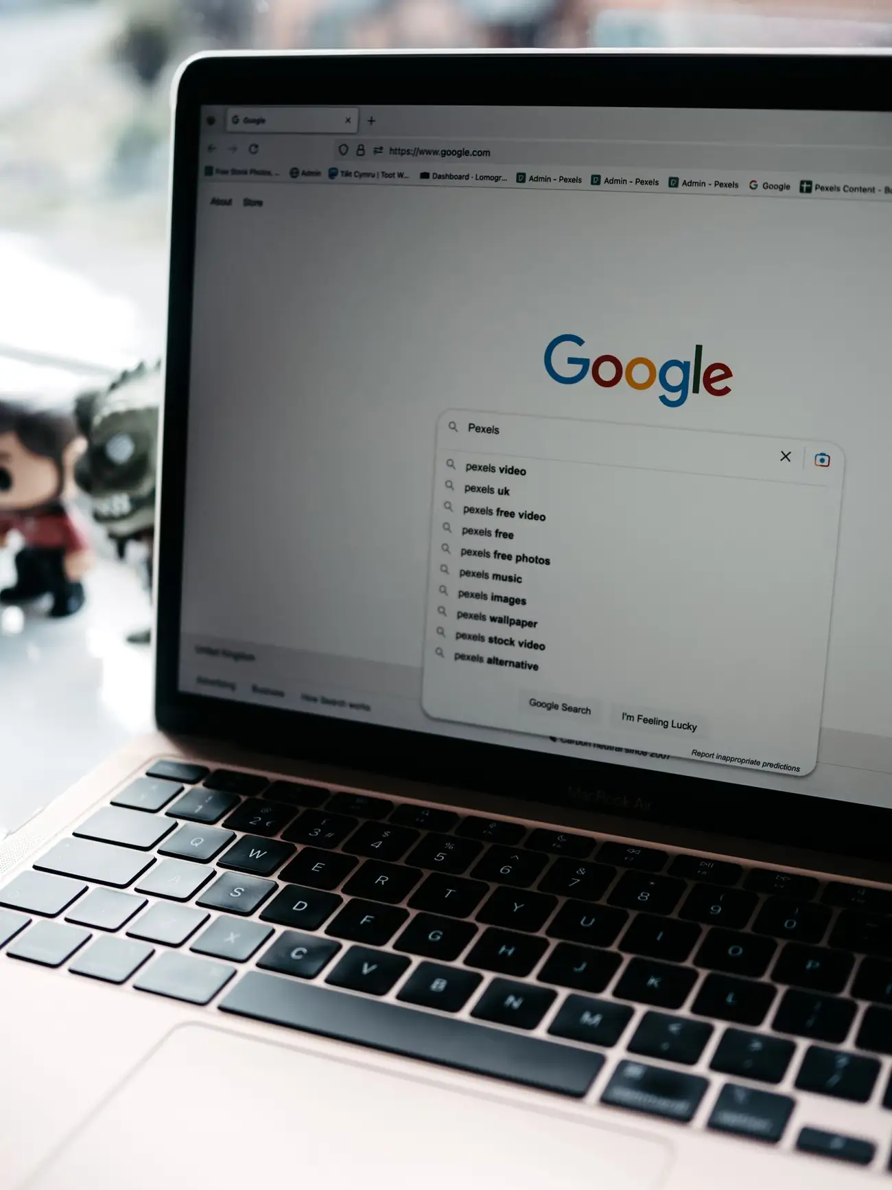 Google search page open on a laptop