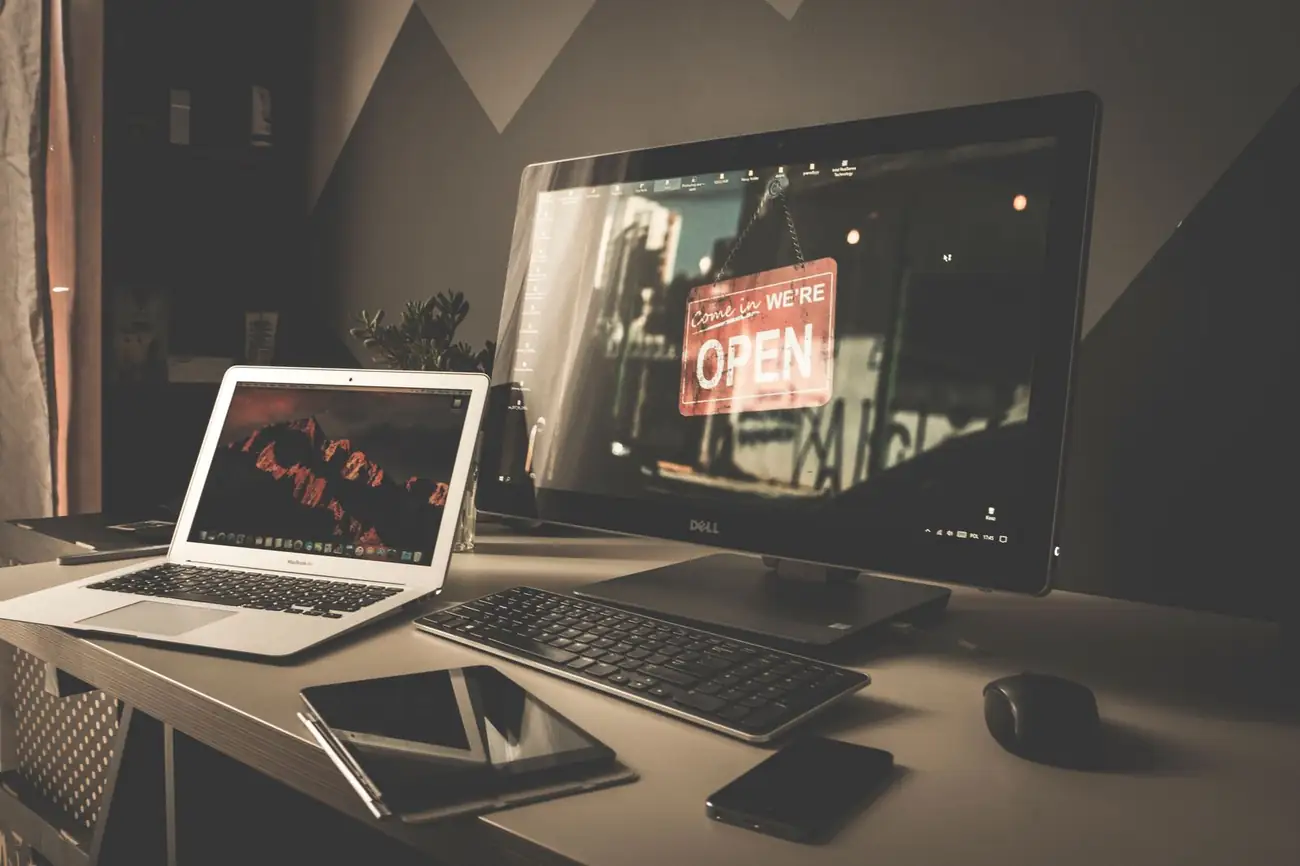 Tidy workspace with laptop and monitor