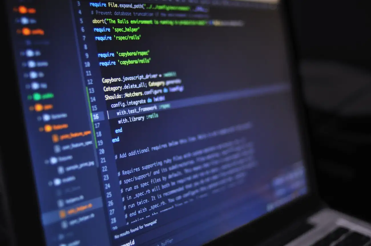 Close-up of programme code on a screen