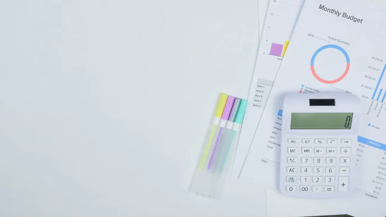 Budget planning sheets with a calculator